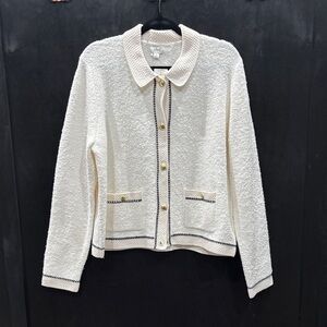 J. Crew Cream Textured Blazer with Gold Accents